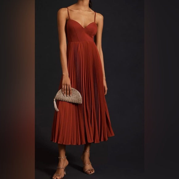 Anthropologie Dresses & Skirts - Anthropologie Rust Red Pleated Midi Dress